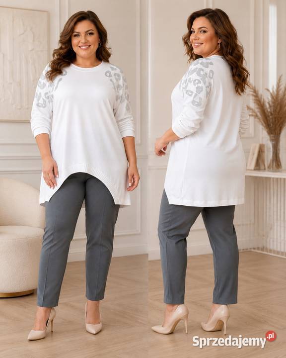 Bluza damska CEKINY biala asymetryczna biust 128 łódzkie