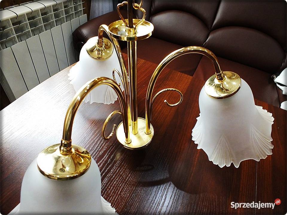 Złoty Żyrandol 3 ramienny Lampa wisząca sufitowa Lampy wiszące