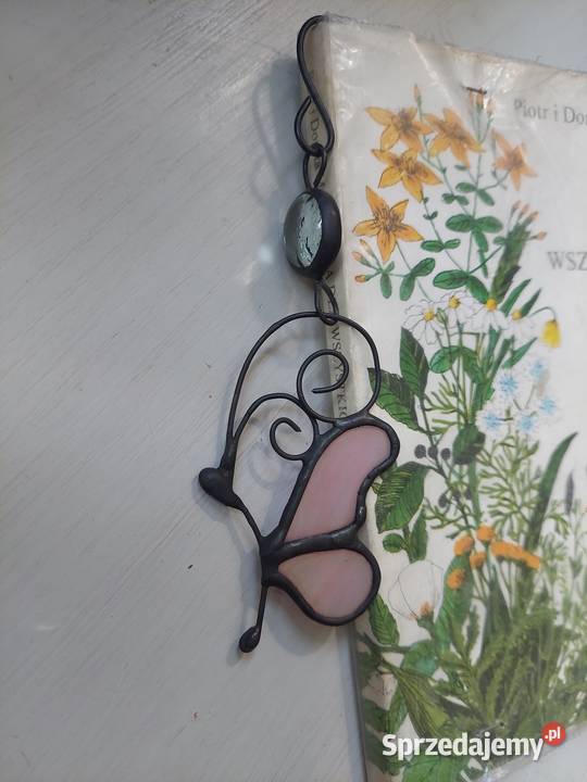 zakładka do książki motylek róż perłowy witraż