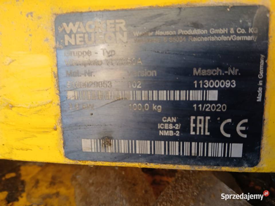 Wacker Neuson DPU6555HECH Zagęszczarki Wacker pełny VAT Złoczew sprzedam