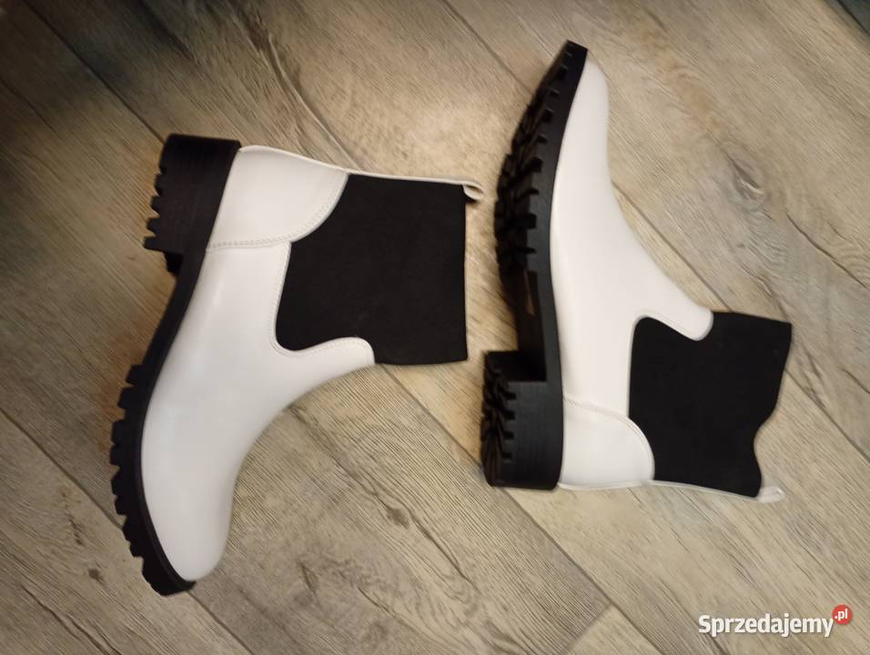 49 Boohoo biało czarne botki sztyblety na 26cm Kraków sprzedam