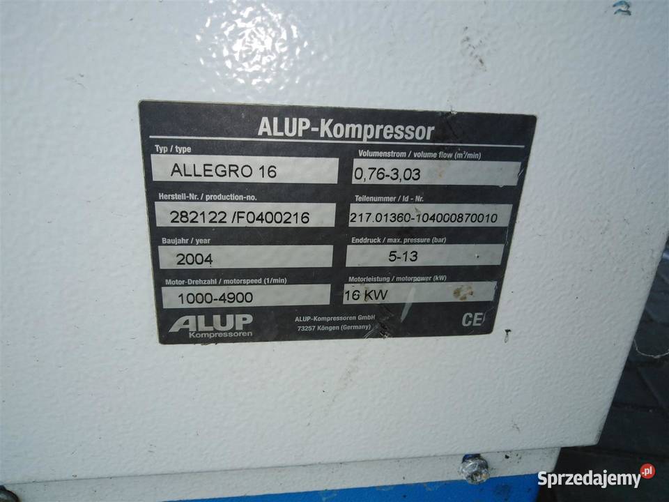 Sprężarka śrubowakompresor ALUP ALLEGRO16 16KW