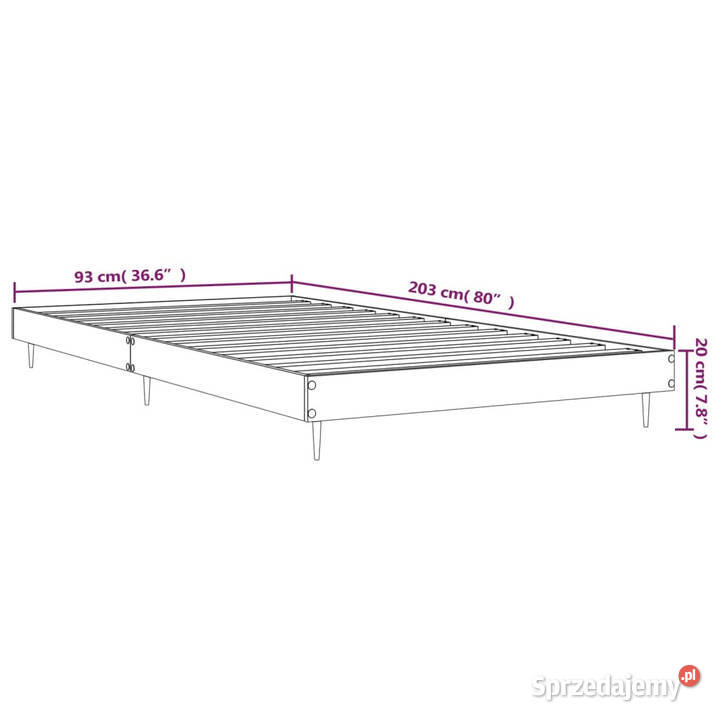 Łóżko bez materaca brązowy dąb 90x200 WM832276 Warszawa sprzedam