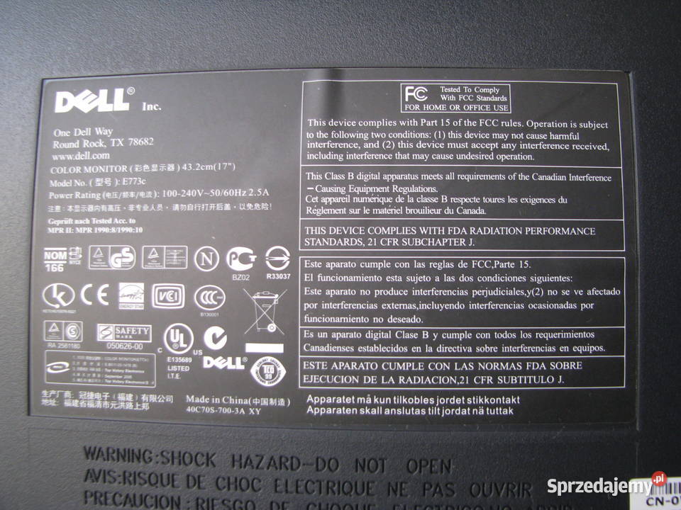 Monitor do komputera kineskopowy Dell 17 model Brzegi