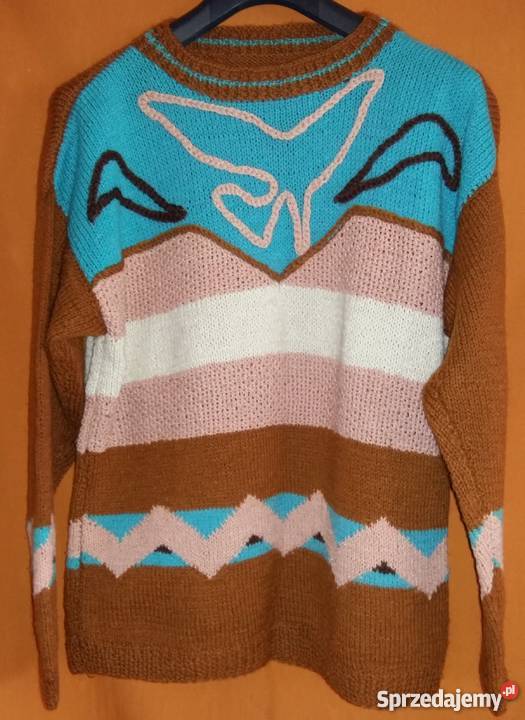 Wełniany kolorowy sweter ML Łódź sprzedam