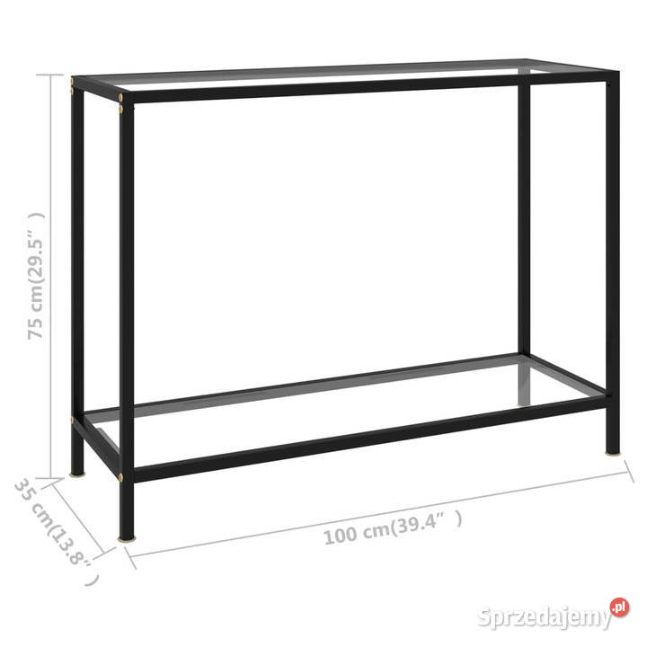 Stolik konsolowy przezroczysty 100x35x75 szkło Stoły Warszawa