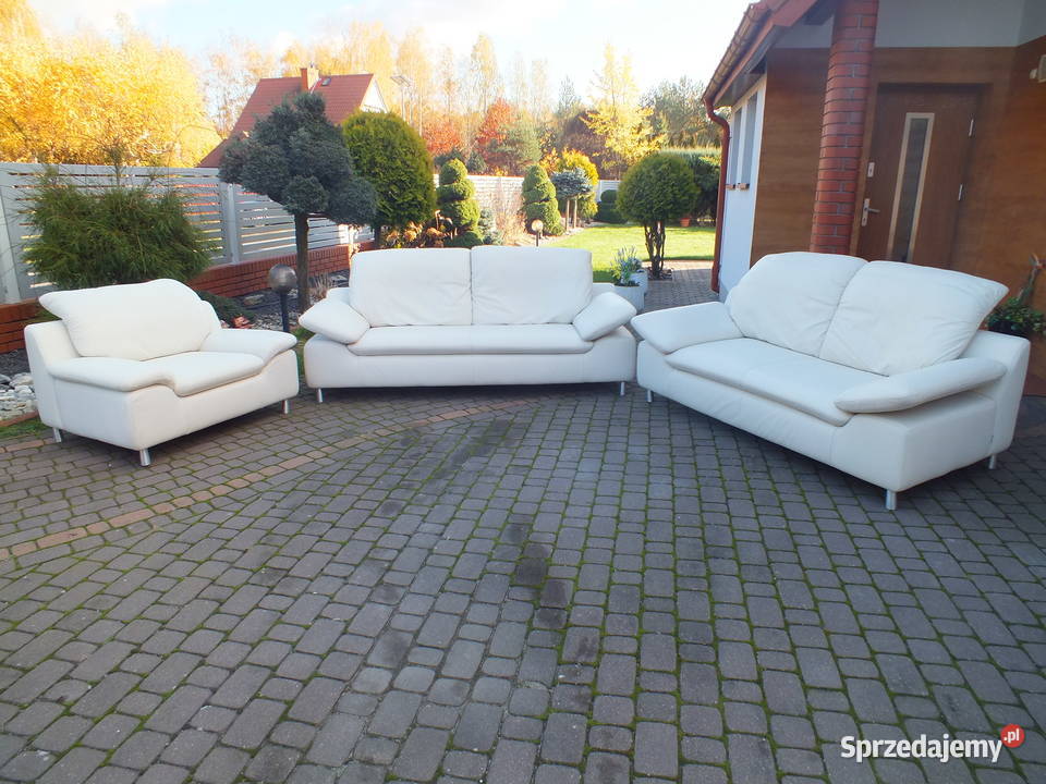 Komplet wypoczynkowy zestawy kanap ze skóry Firlej