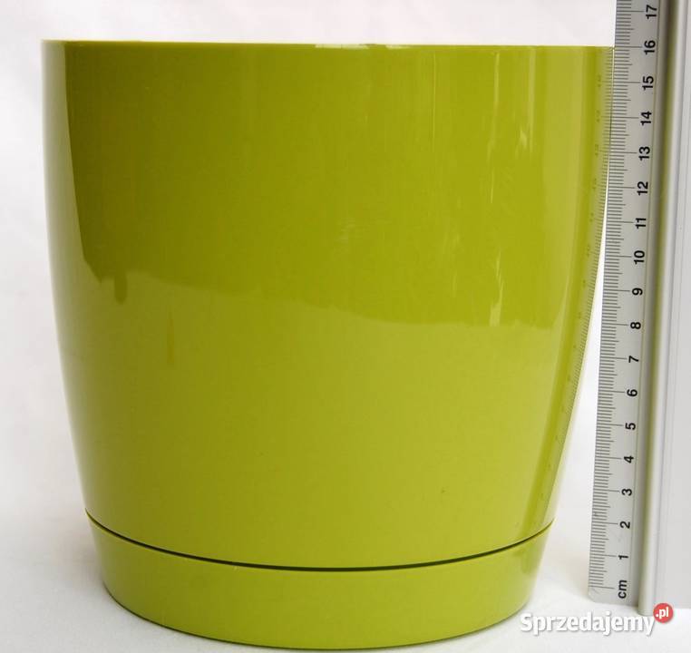 Plastikowa doniczka z podstawką limonkowa Doniczki i osłonki lubelskie Lublin