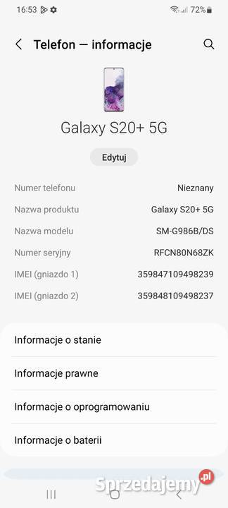 Samsung Galaxy S20 Plus 12128Gb Nowy Gowarczów