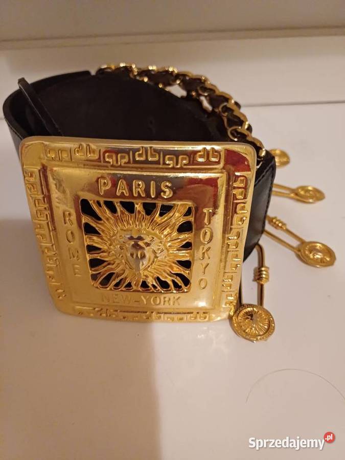 Ozdobny czarny pasek złota klamra głowy tygrysów Paski