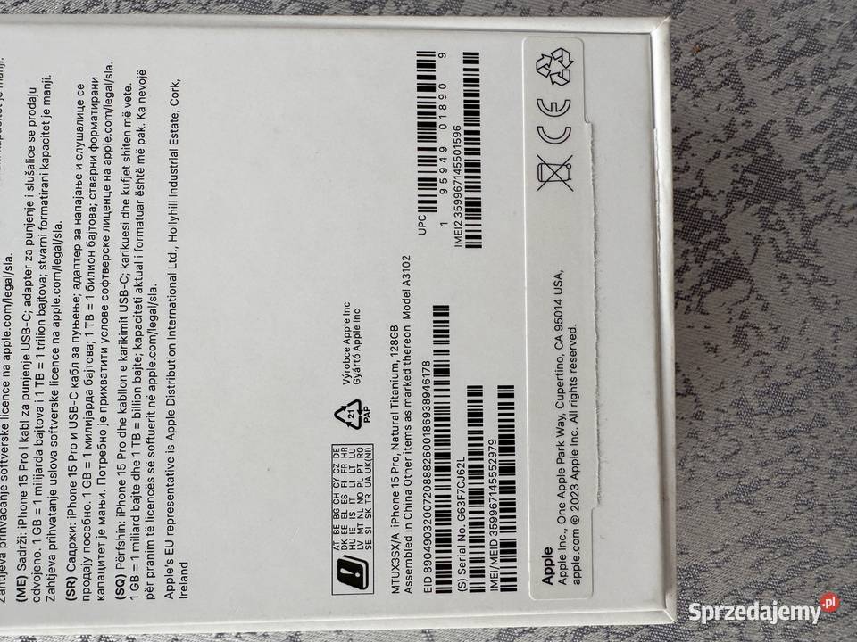 Apple iPhone 15 Pro 128 GB Natural Titanium śląskie Dąbie