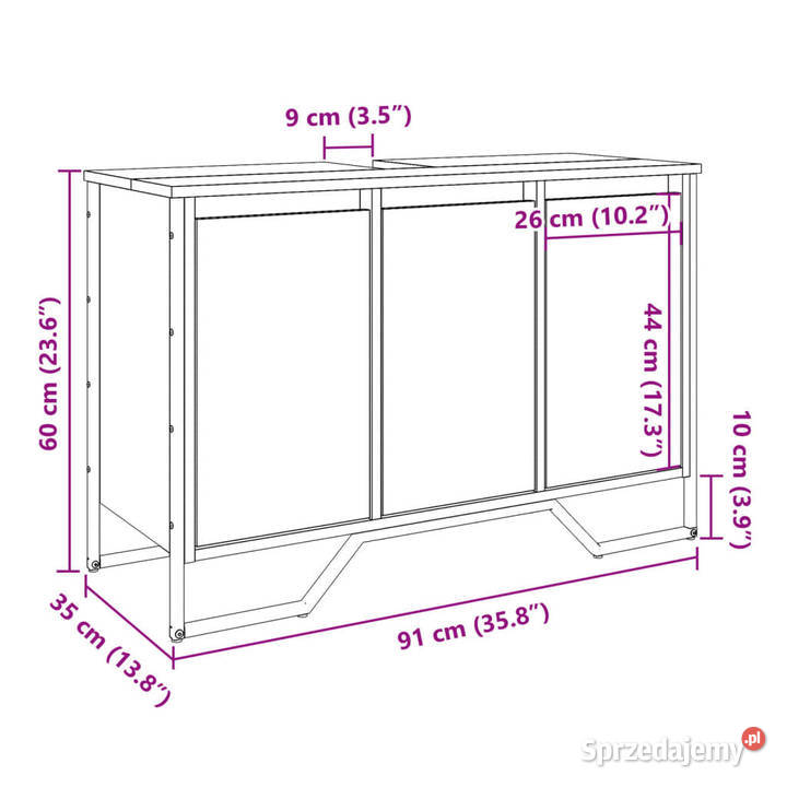 Szafka pod umywalkę przydymiony dąb 91x35x60 Warszawa sprzedam