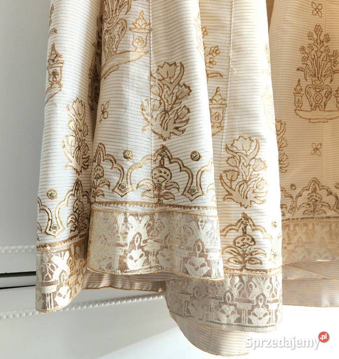 Indyjski komplet 3XL 46 beżowy złoty malowany żółty/złoty sprzedam