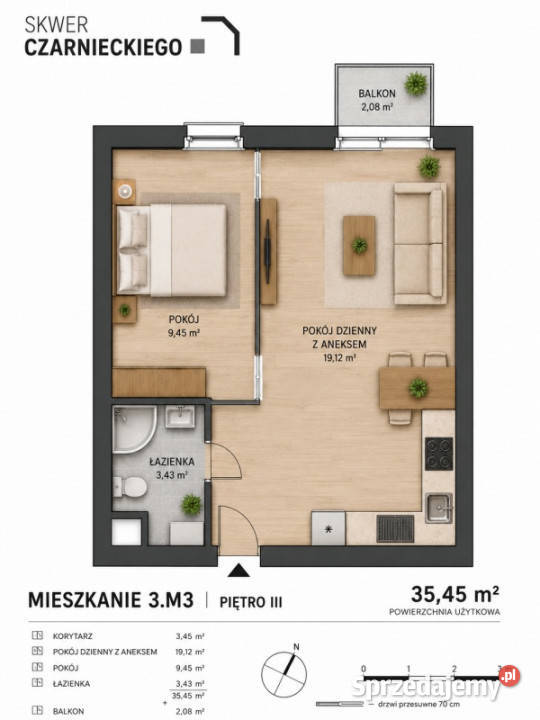 Smart 2 pokoje duży balkon Centrum gotowe pod