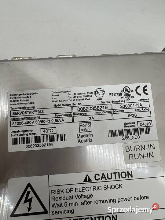 Kollmorgen Servostar 343 S30301NA Servo Drive Warszawa sprzedam