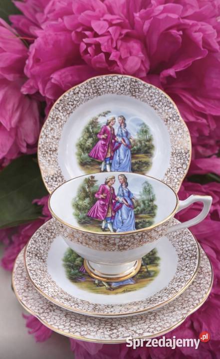 Angielska porcelana kostna ze scenkami łódzkie Pabianice