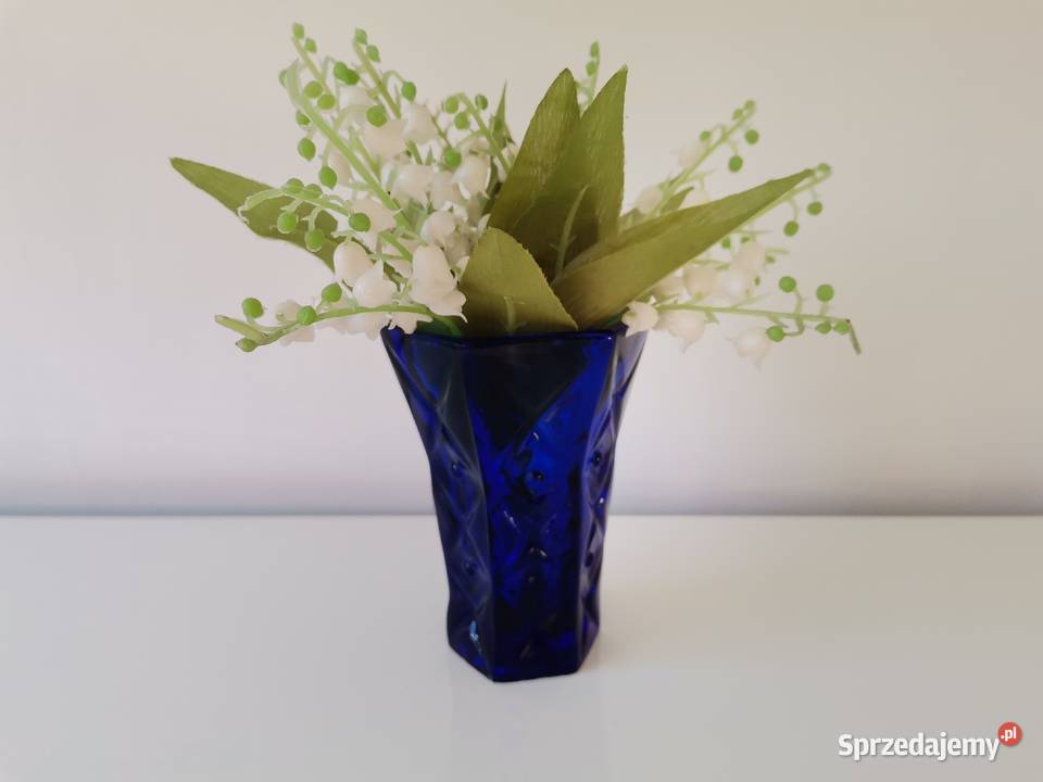 Stary niebieski wazon szkło kobaltowe HSG sprzedam