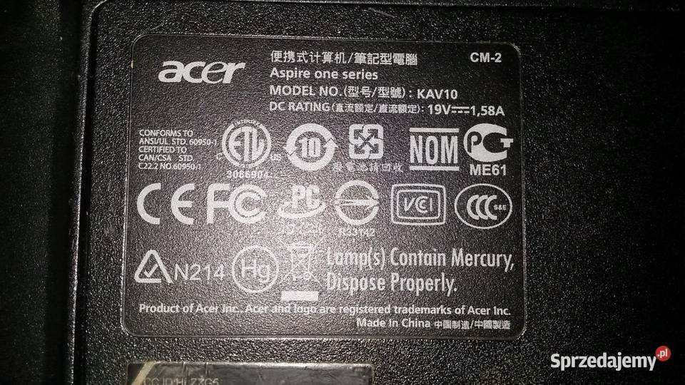 ACER ASPIRE ONE KAV10 na częśći Poznań sprzedam