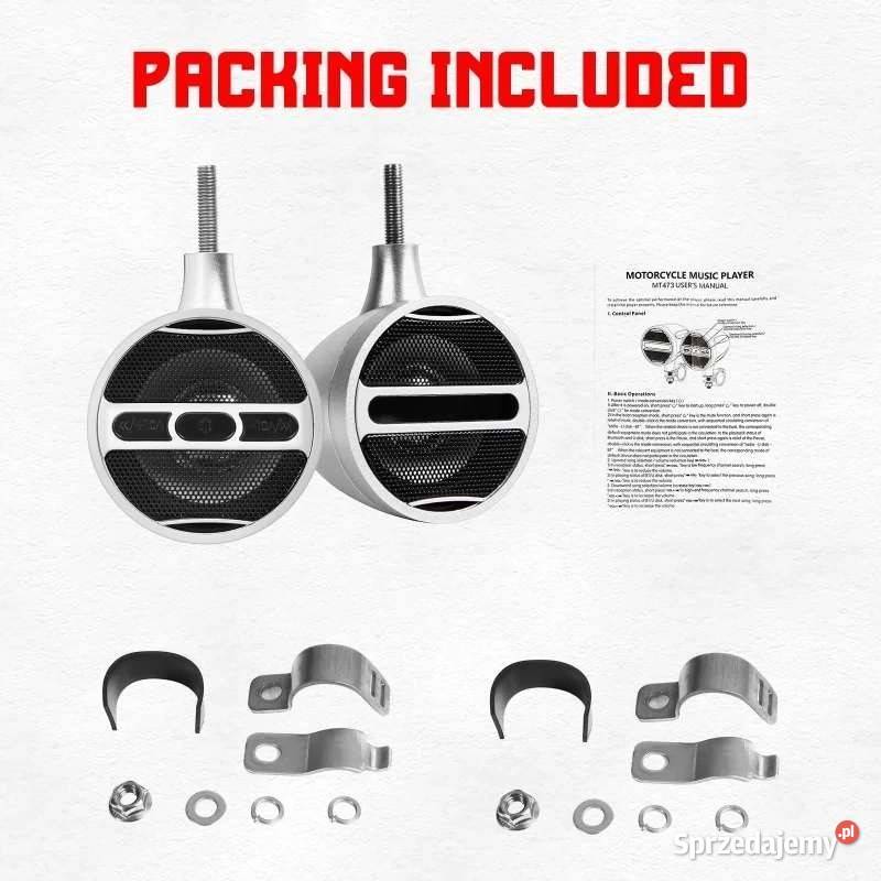 Radio Motocyklowe Głośnikami fm usb Bluetooth Kłomnice