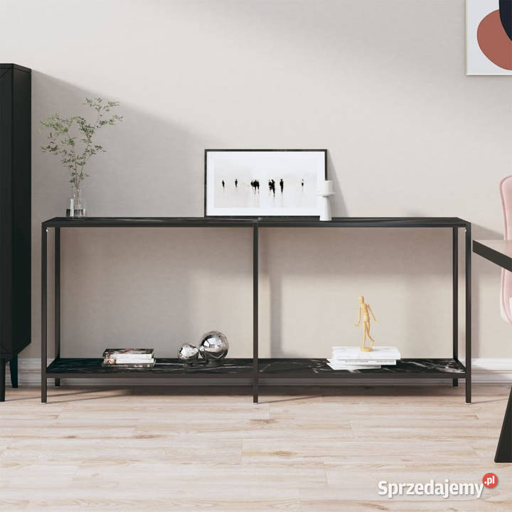 Stolik konsolowy czarny 180x35x755 szkło Stoły Warszawa