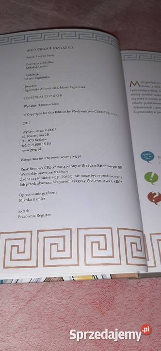 Mity greckie dzieci okładka twarda Lucyna Szary Skwierzyna