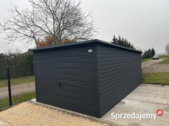 Garaż blaszany 3x5 grafitowy jednospadowy poziom Kraków