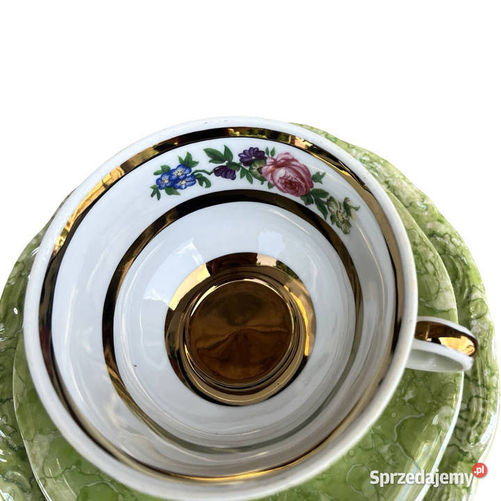 Zielony zestaw śniadaniowy Zakład Porcelany Warszawa