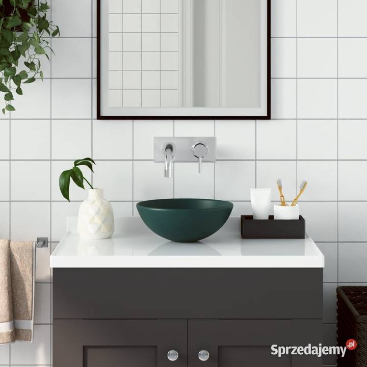 Umywalka łazienkowa ceramiczna ciemnozielona Umywalki Łazienka Warszawa