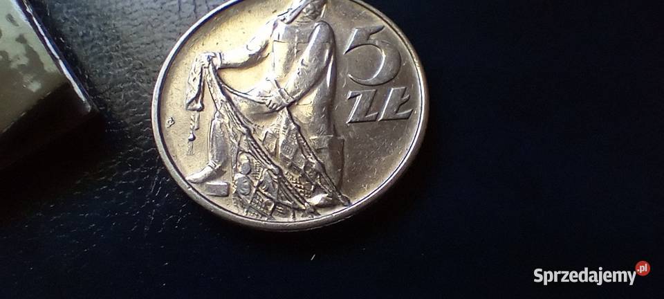 Stare monety 5 złotych 1974 Rybak PRL Polska Lesko