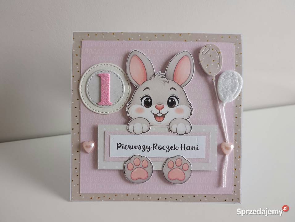 Personalizowana kartka urodzinowa roczek ręcznie Rękodzieło Łódź