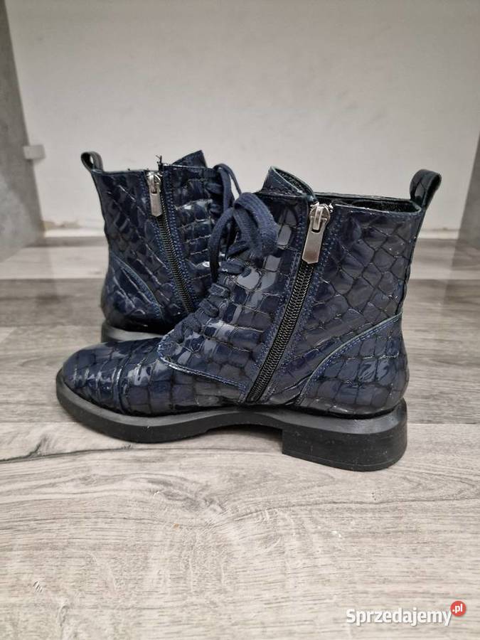 Botki skóra lakier granat 36 Venezia niebieski Żywiec