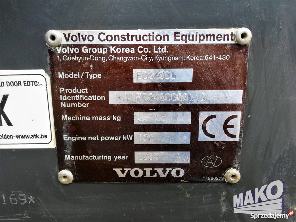 VOLVO Koparka gąsienicowa VOLVO EC 240 CL 2007r Szybkozłącze Ostrowiec Świętokrzyski