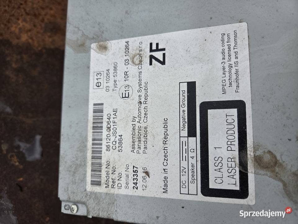 Radio toyota Yaris 3 Sprzęt audio fabryczny Łagów