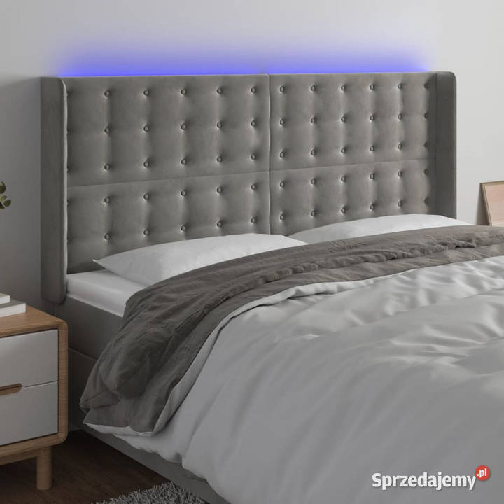 Zagłówek do łóżka z LED jasnoszary 183x16x118128 Warszawa sprzedam