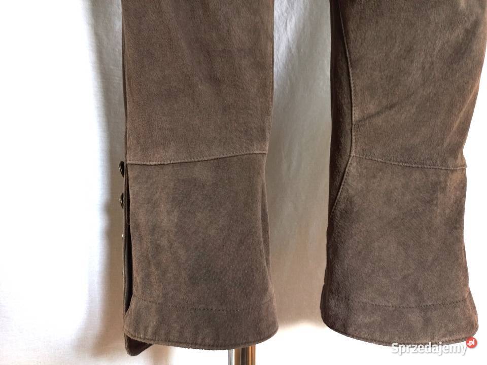 Spodnie brąz Kolano Capri Rybaczki SKÓRA r 3638 Do kolan Białystok