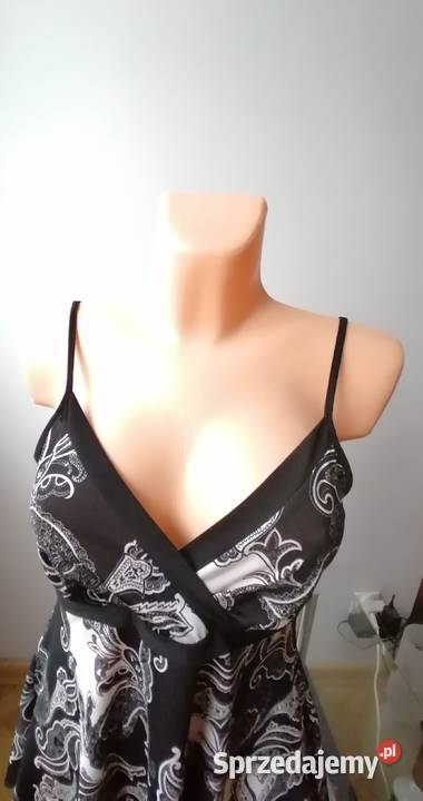 NOWY ASYMETRYCZNY CZARNO BIAŁY TOP ETAM R UK Łódź