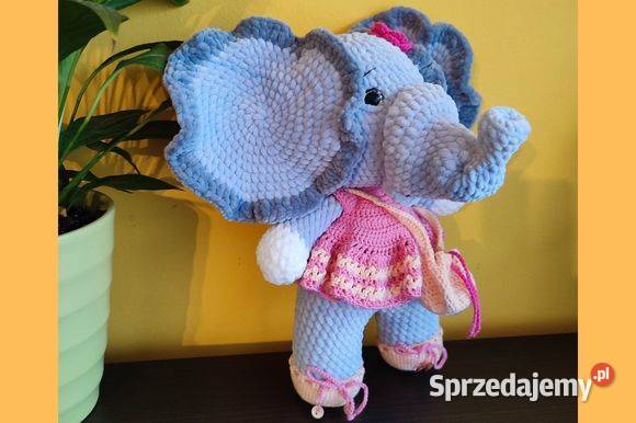 Słoń na szydełku Maskotka rękodzieło zabawka Kraków