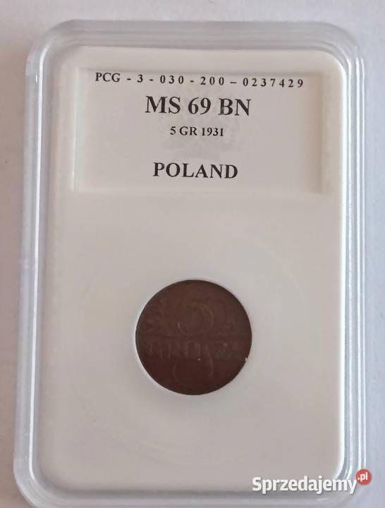 5 groszy 1931 II RP PCG MS 69 BN Wysoka Nota śląskie Bielsko-Biała