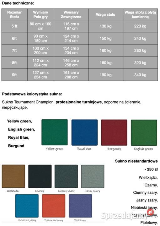 Stół Bilardowy Modena 6 ft Tarnobrzeg sprzedam