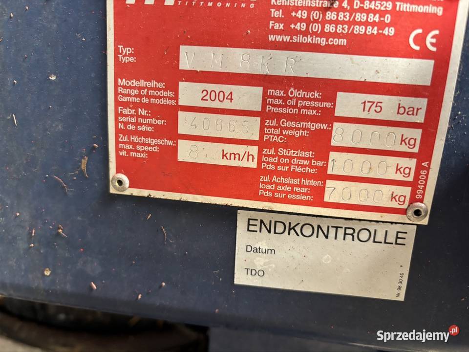 Paszowoz Siloking 8m3 podlaskie Jedwabne
