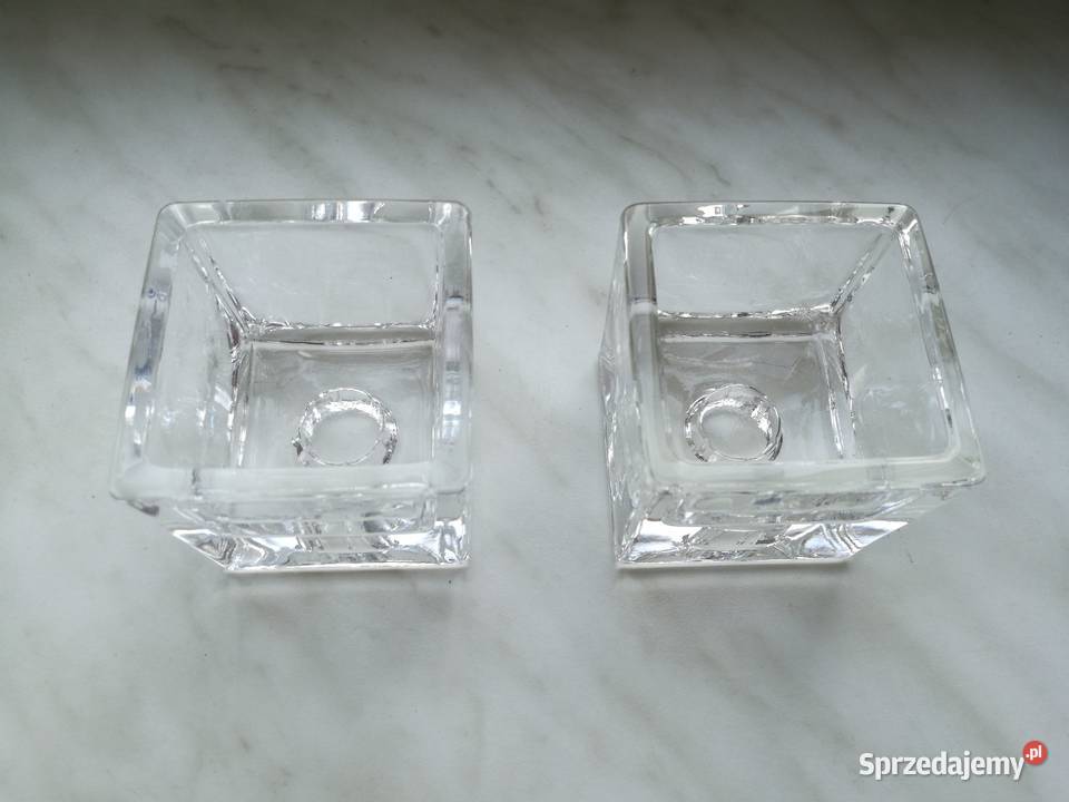Dwa szklane świeczniki nowoczesny styl Choszczno