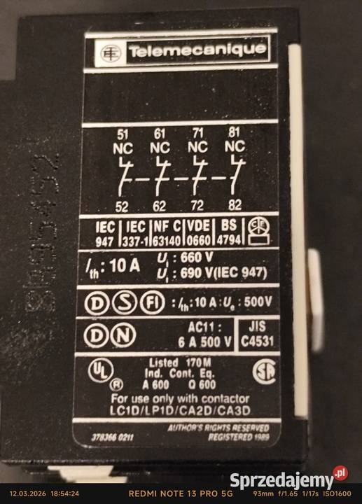 Blok kontaktowy TELEMECANIQUE małopolskie Skawina