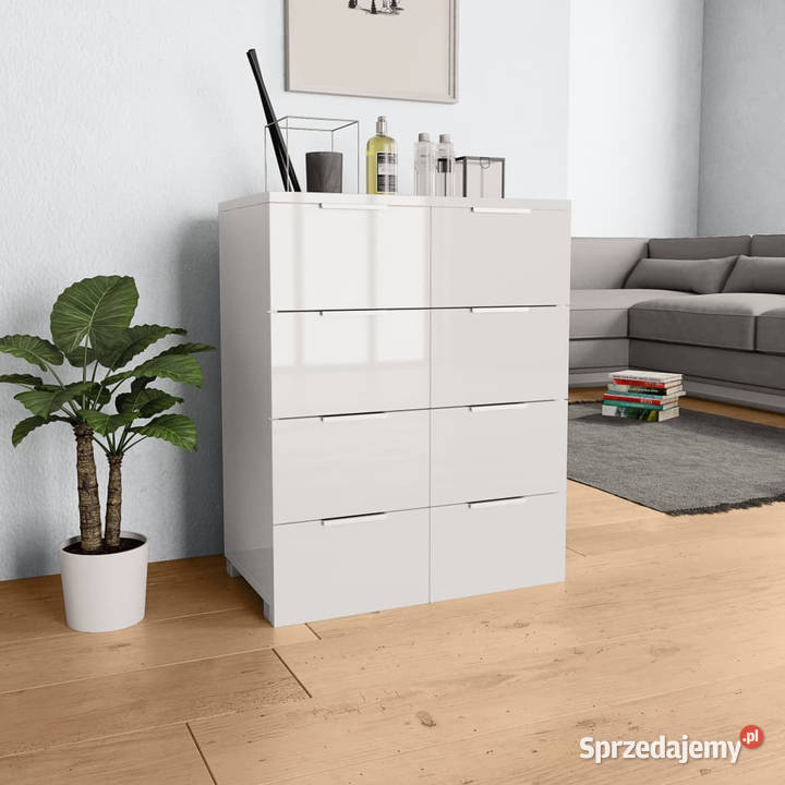 Komoda biała z połyskiem 60x35x80 materiał Warszawa