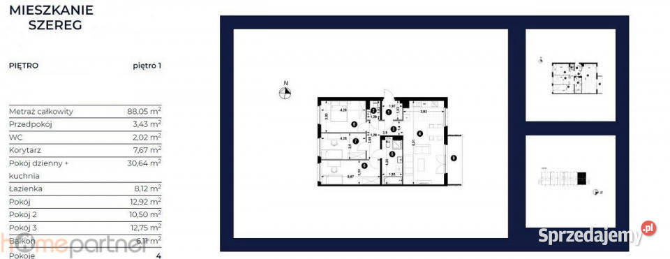 Mieszkanie 8805m2 4pok Miękinia Dolnobrzeska Liczba pokoi 4 Sprzedaż