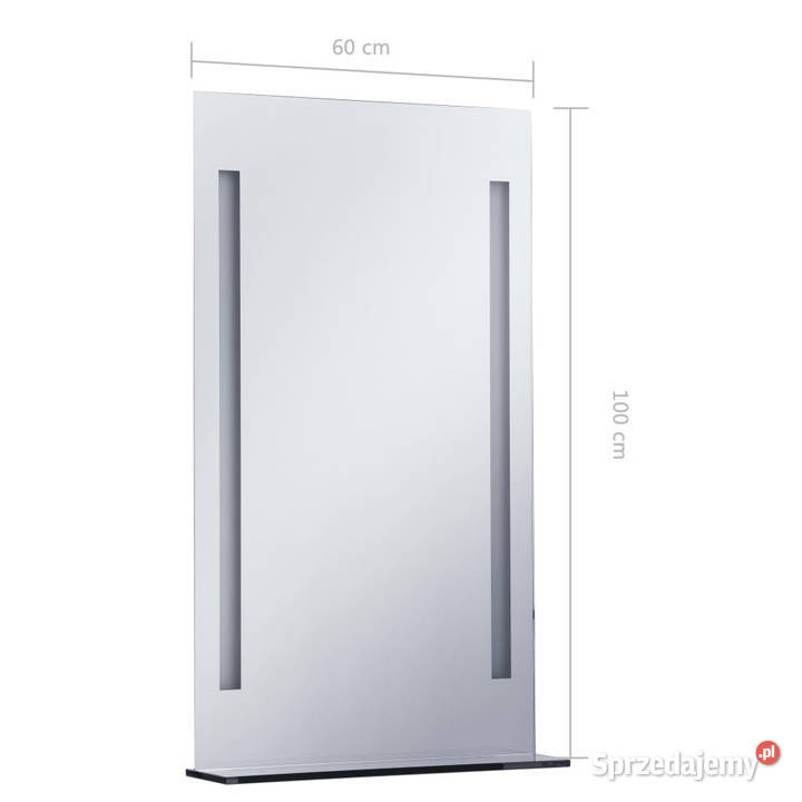 Ścienne lustro łazienkowe z LED z półką 60 x 100