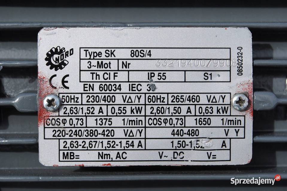 Motoreduktor kątowy 055kw 206obrmin NORD