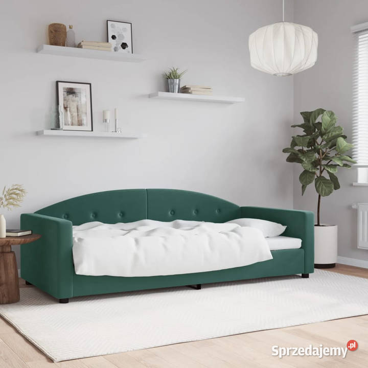 Sofa z funkcją spania ciemnozielona aksamitna Warszawa sprzedam