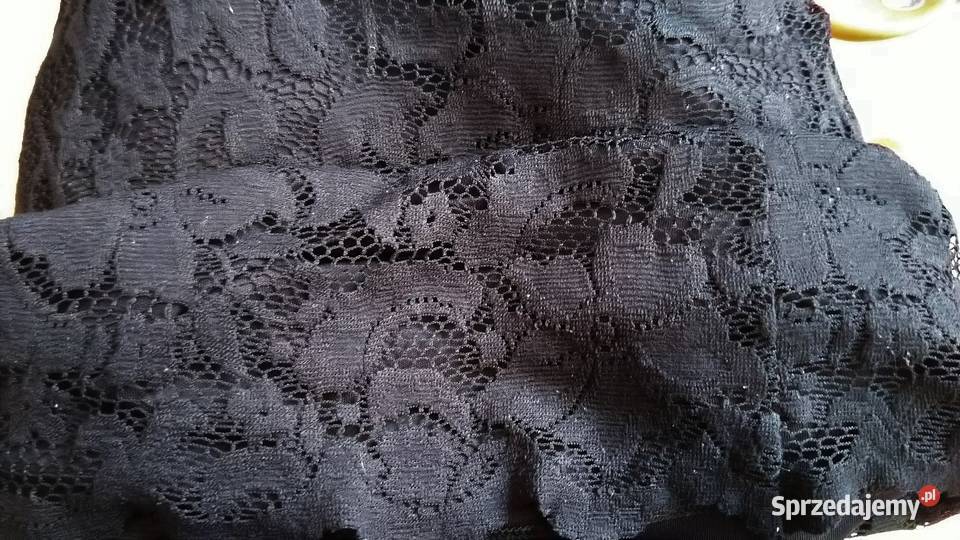 Czarna bluzka z krótkim rękawem z koronką Rozmiar 36(S) Topy i koszulki Krosno