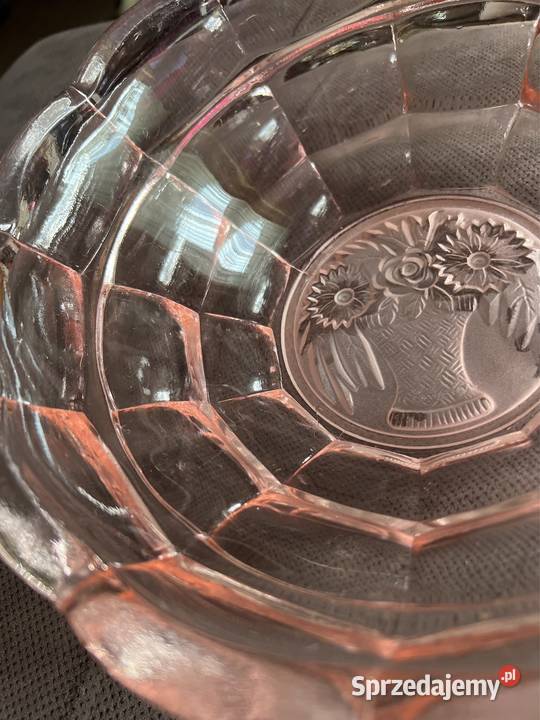 Misa owocarka rozalinowe szkło antyk śląskie Zabrze