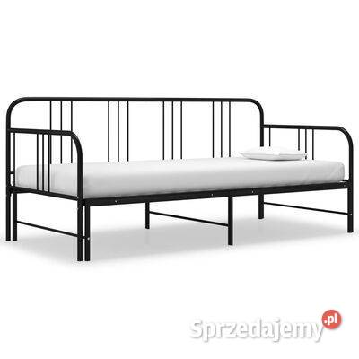 vidaXL Sofa z wysuwaną ramą łóżka czarna